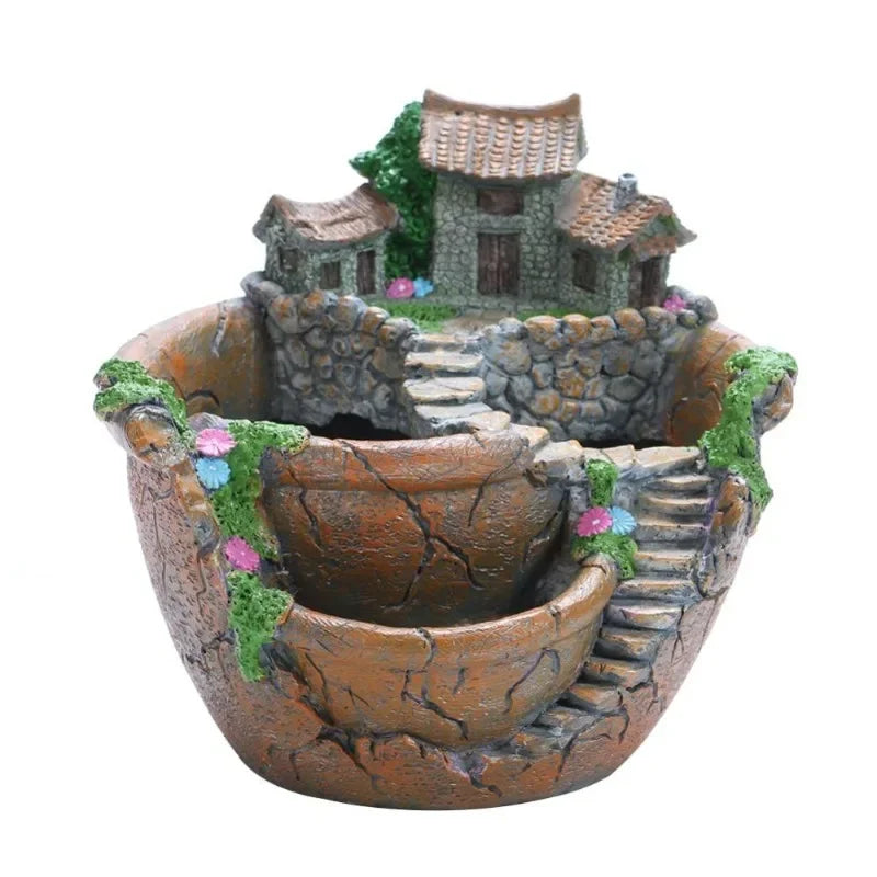 Resin Succulent Planter Flower Pot Desktop Holder For Home Garden Decor