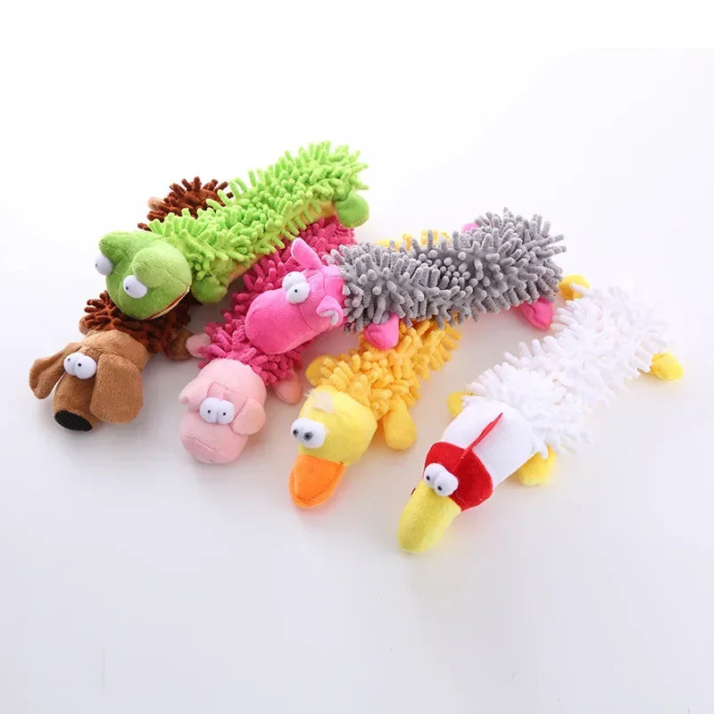 Pet Dog Toy Sound Plush Mop Fur Shell Frog Hippo Teeth Grinding Supplies