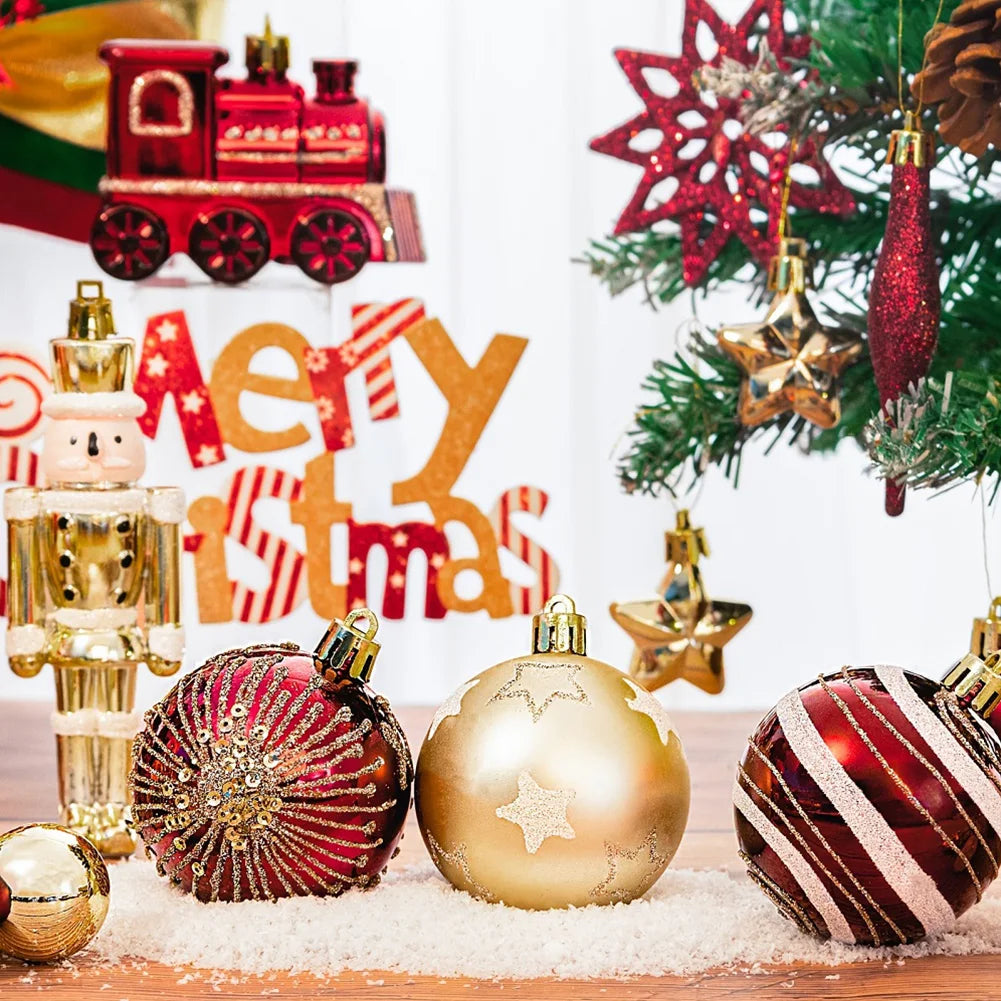 50 Pcs Christmas Ball Ornaments Set Red Gold Xmas Tree