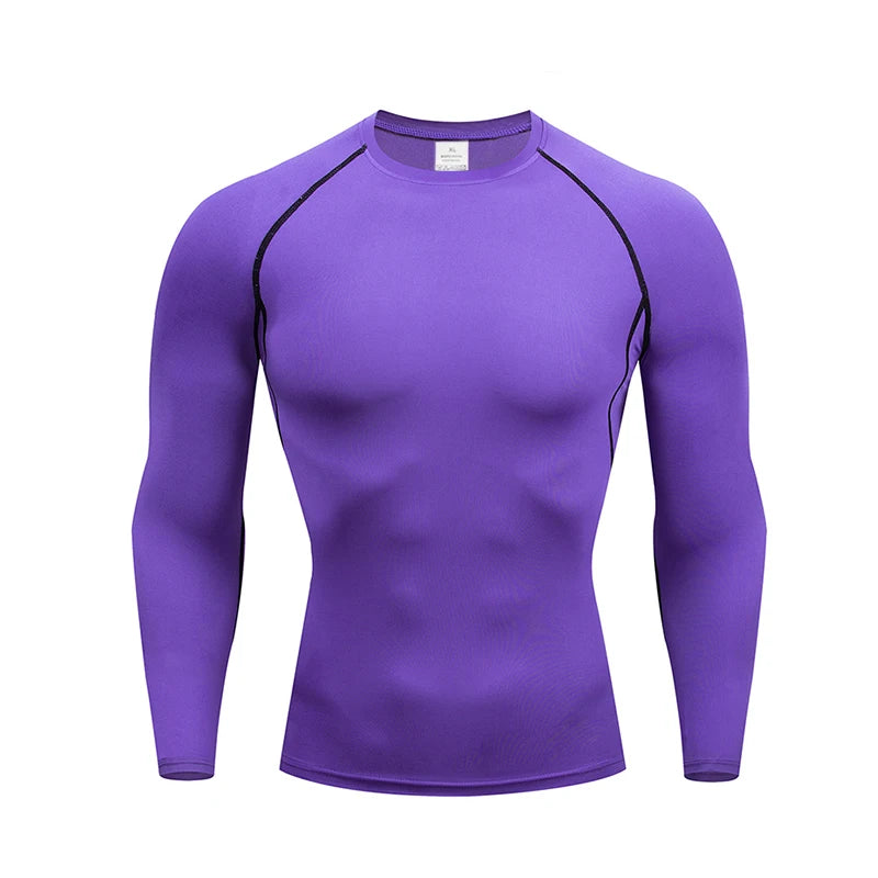 Men 2025 Long Sleeve Turtleneck Compression Rash Guard Base Layer Shirt
