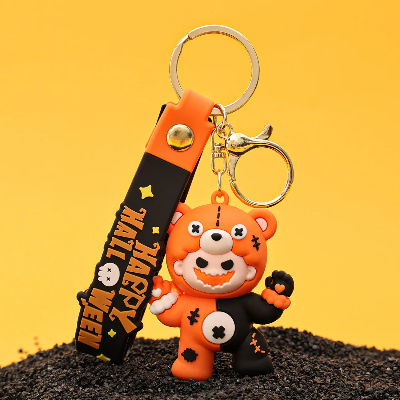 Halloween Glow in the Dark Keychain PVC Cartoon Ghost and Pumpkin Key Rings Festive Birthday Decorative Charms Gift for Friends