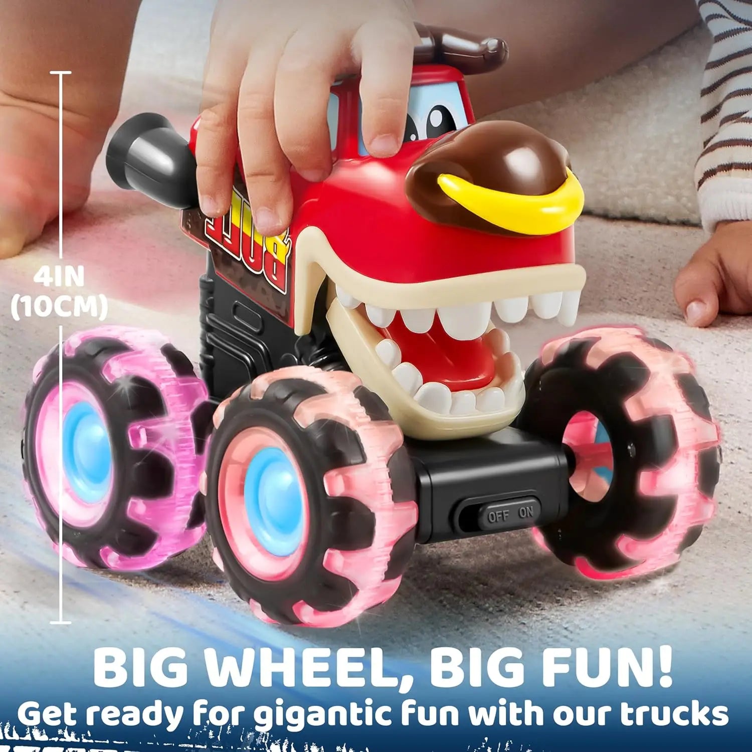 Joyfy 3 Pack Monster Truck Toys Motion Activated Light Up Press And Go Cars