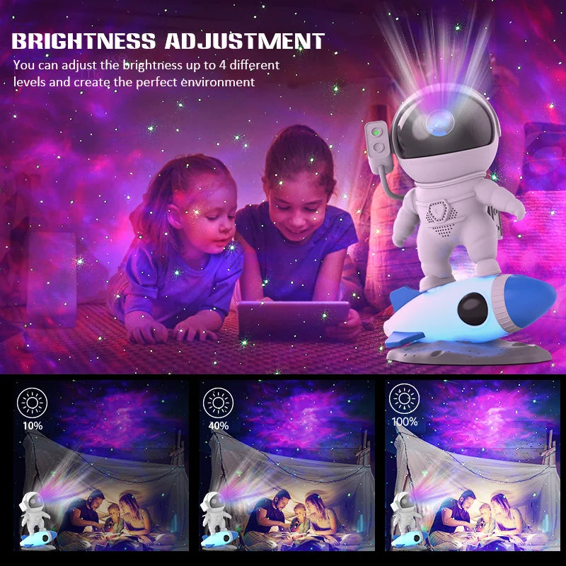 Kids Rocket Star Projector Night Light With Remote Control 360 Degree Nebula