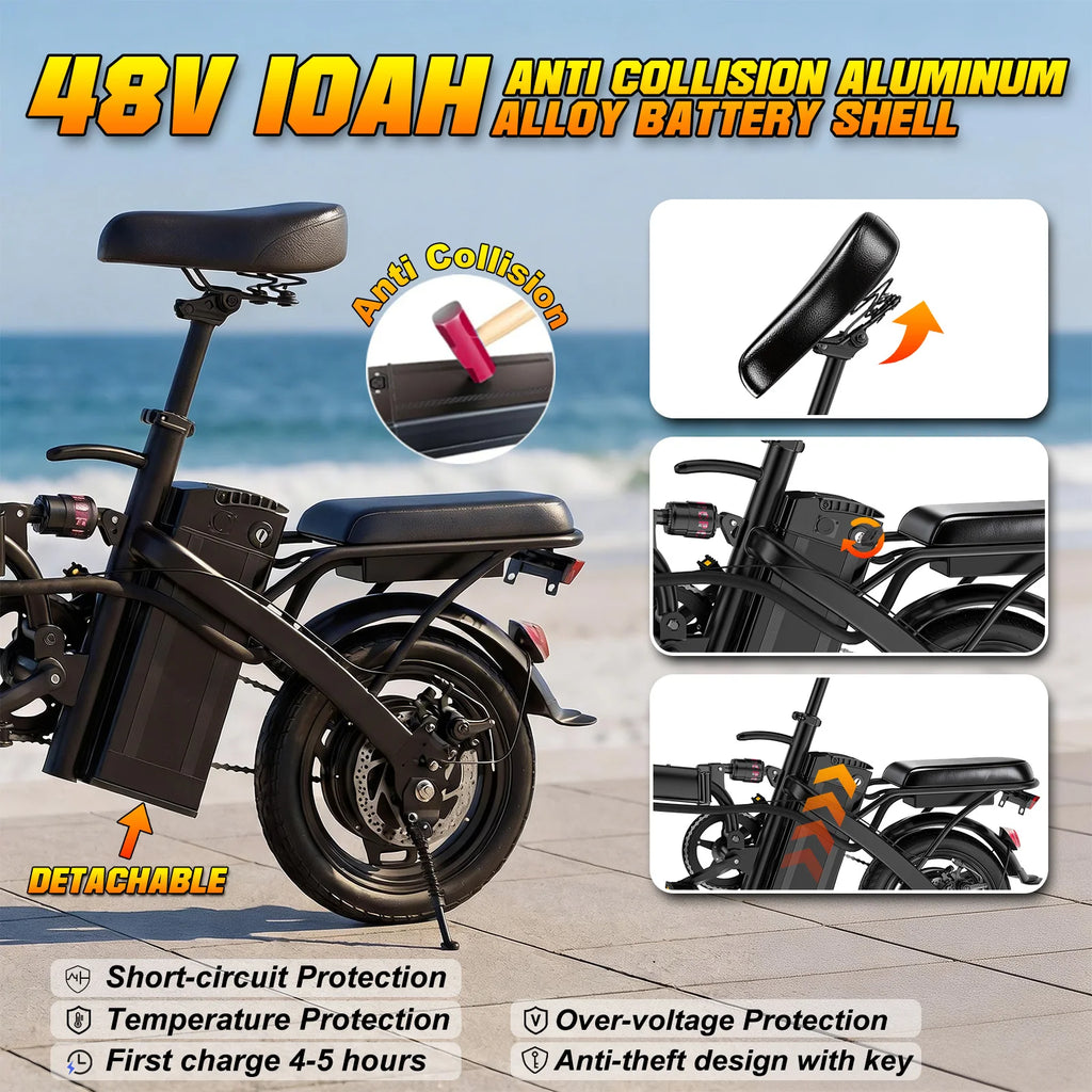 560W Foldable Electric Bike for Adults Detachable Battery 24 MPH Urban Commuter