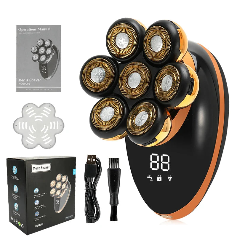 Men 7D Floating Electric Shaver Wet Dry Hair Trimmer