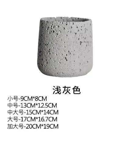 Nordic Cement Flower Pot With Tray Creative Mountain Stone Design