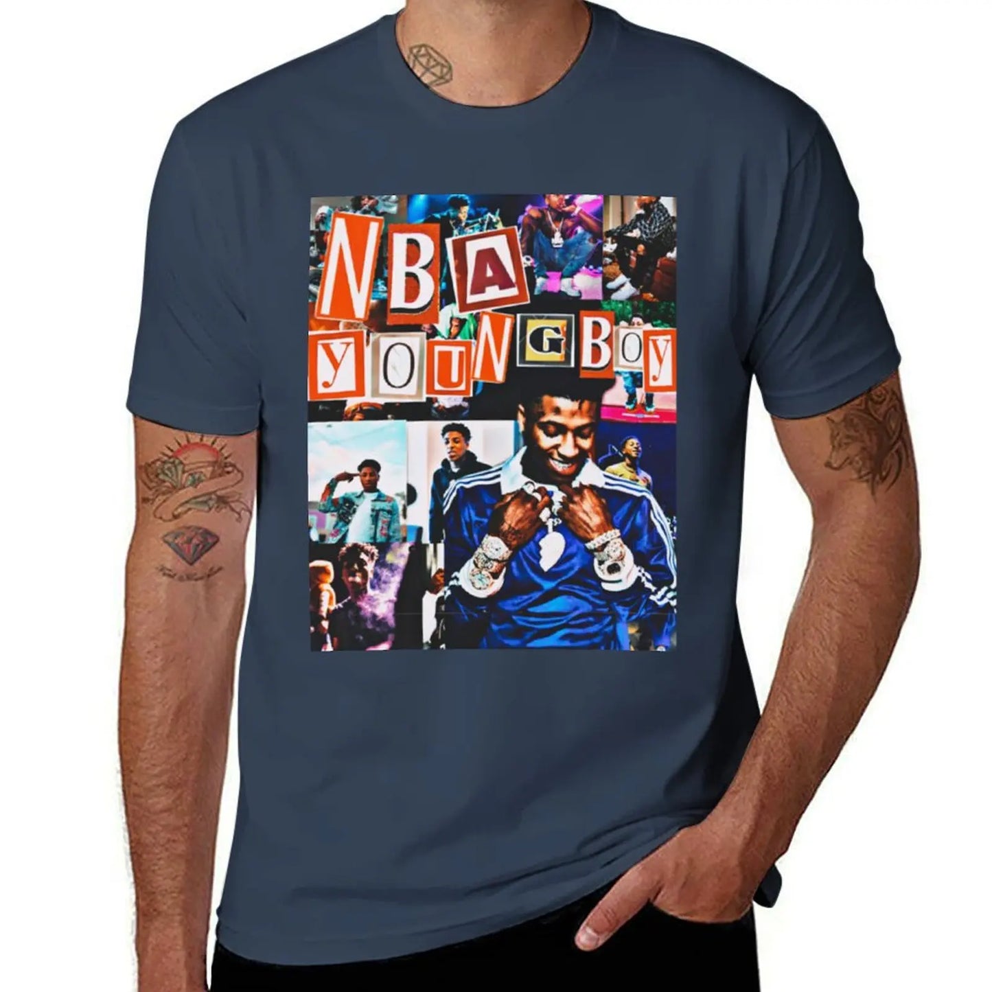 NBA Youngboy Blue Lock T Shirt 100 Percent Cotton Men
