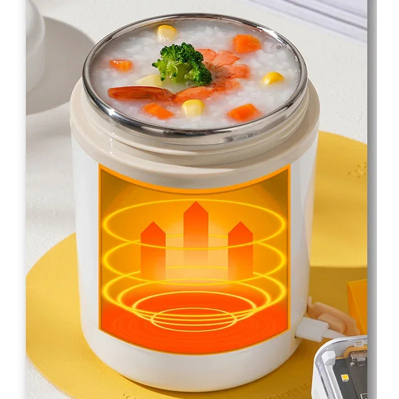 600ML USB Electric Heating Lunch Box Portable Food Warmer Stainless Steel Picnic Container 5V 12V 24V