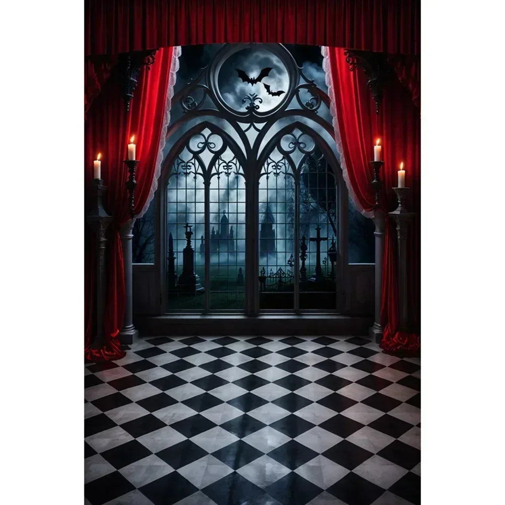 Halloween Party Backdrop Full Moon Horror Night Castle Pumpkin Outdoor House Party Decoration Banner Photography Background