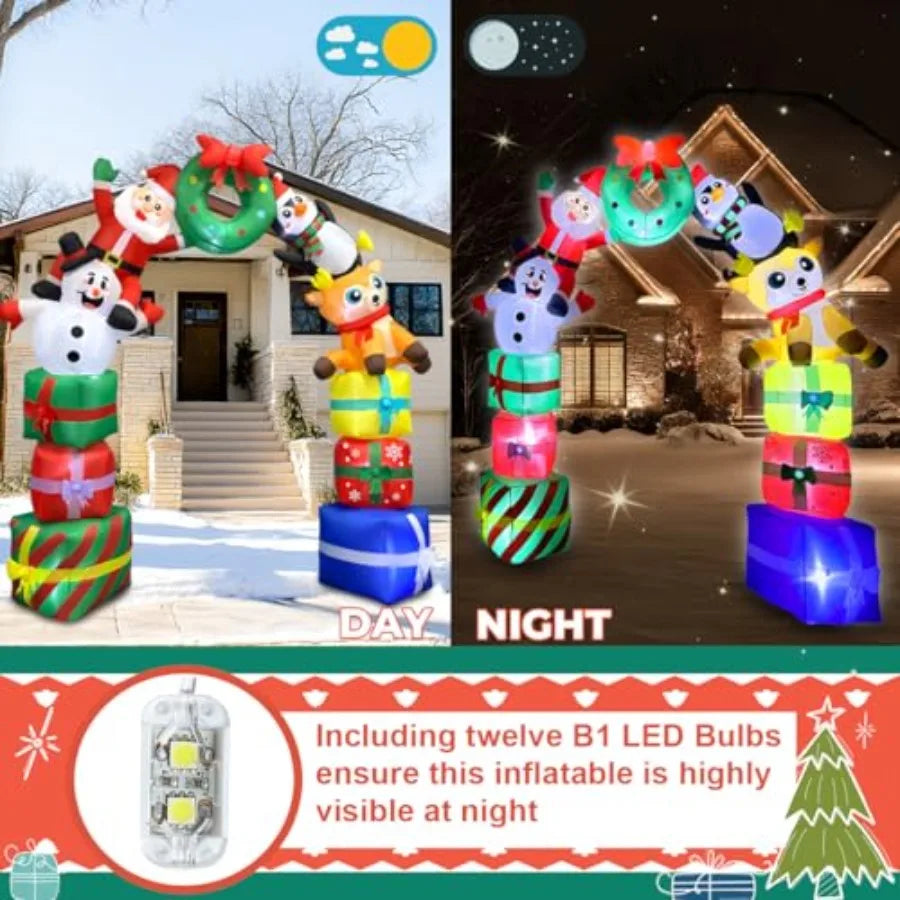 8Ft Christmas Inflatable Archway Santa Snowman Reindeer LED