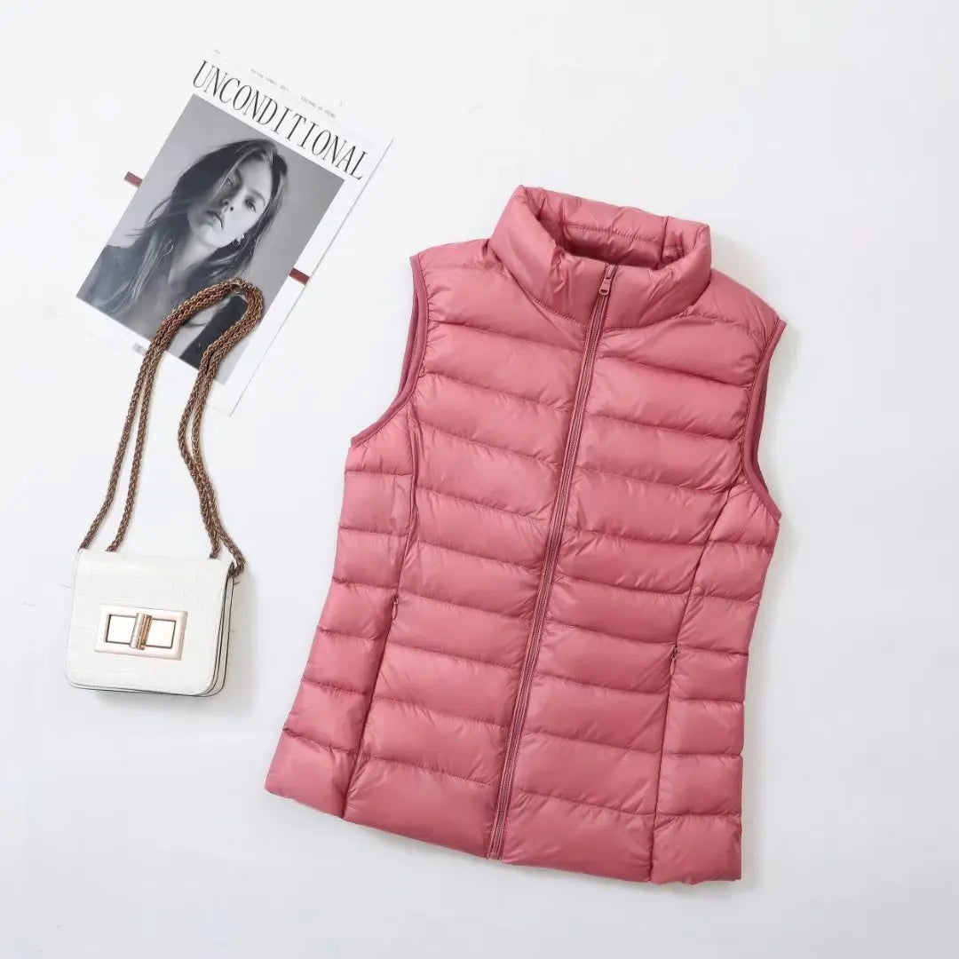 New 2024 Ultra Light Down Vest for Women Slim Sleeveless