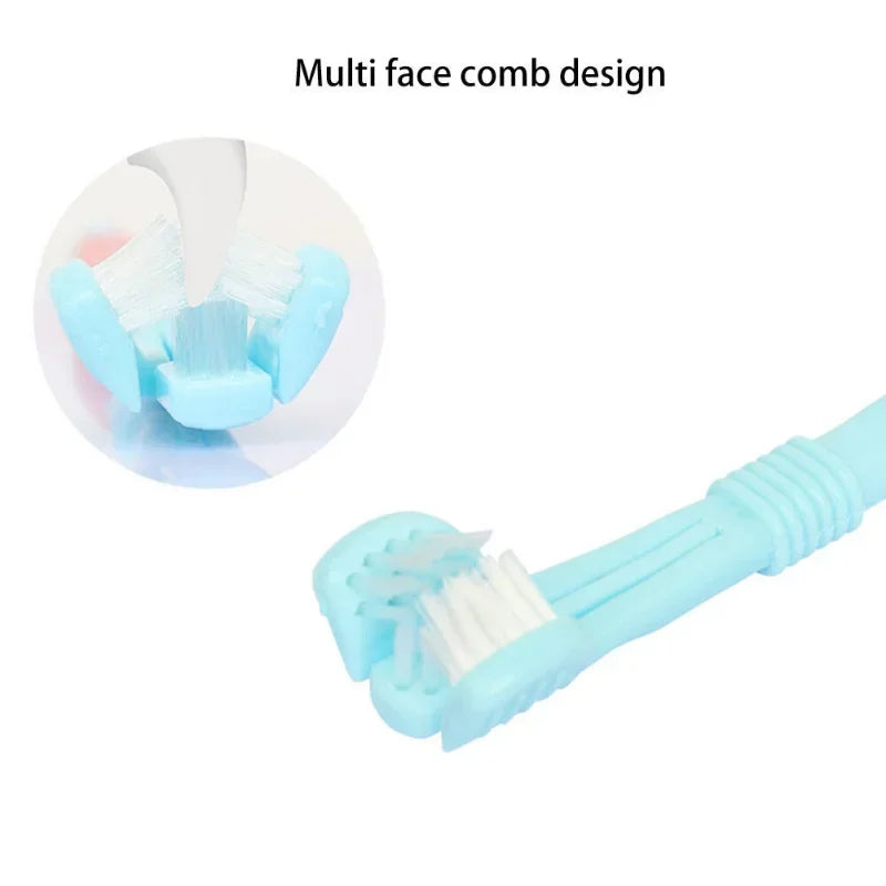 Three Sided Pet Toothbrush Three-Head Cleaning Tool for Dogs and Cats