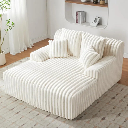 53.5”W Oversized Chaise Lounge Chair Indoor, Boneless Couch Chair with 4 Pillows, Comfy Reading Chairs with Wide Arms, No Assemb
