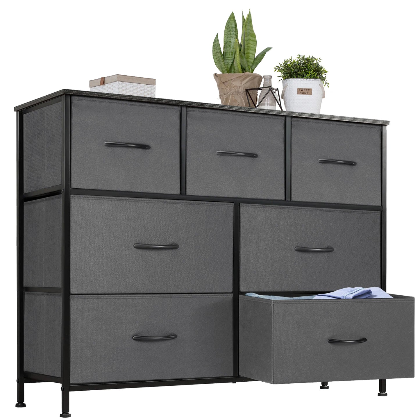 JHK Dresser For Bedroom With 7 Fabric Drawers Organizer