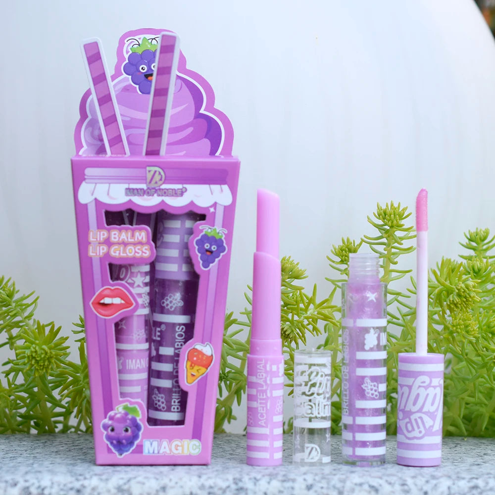 Glory Carrot Ice Cream Lip Gloss Set Waterproof Long Lasting Hydrating Lip Balm