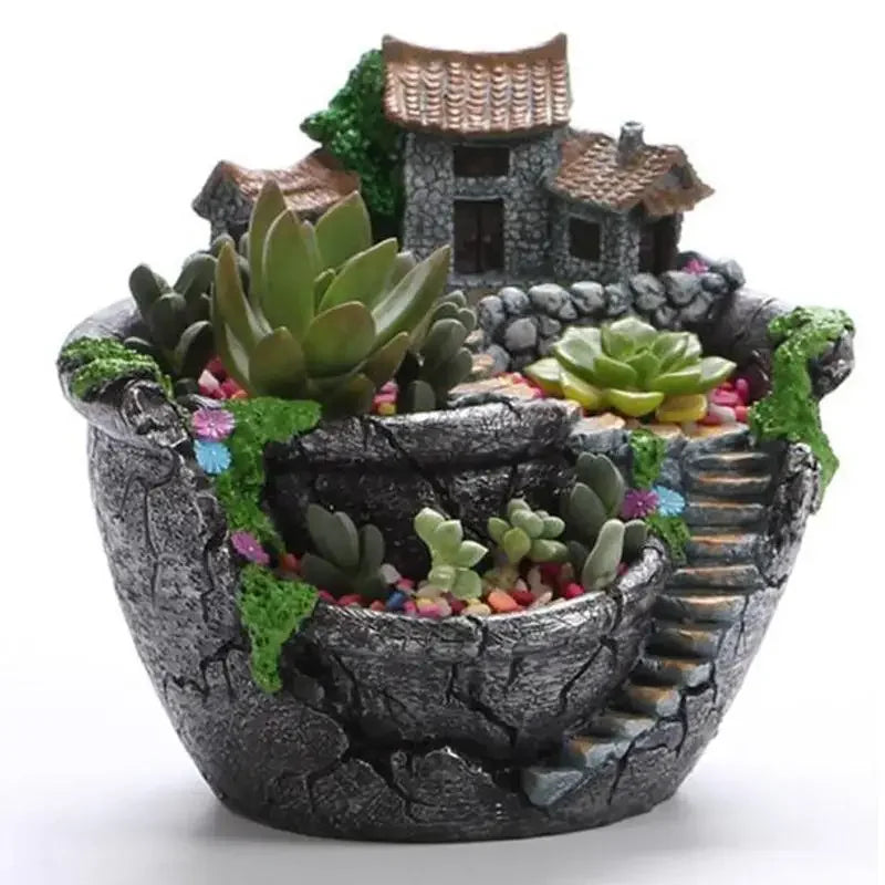 Resin Succulent Planter Flower Pot Desktop Holder For Home Garden Decor