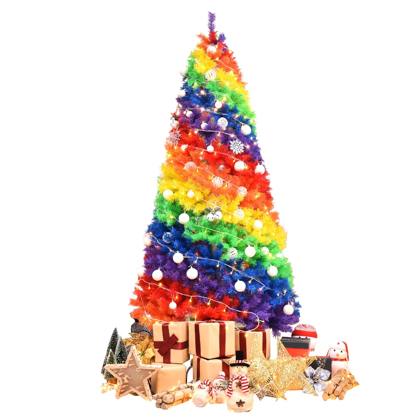 7Ft Rainbow Artificial Christmas Tree For Home Party Decor