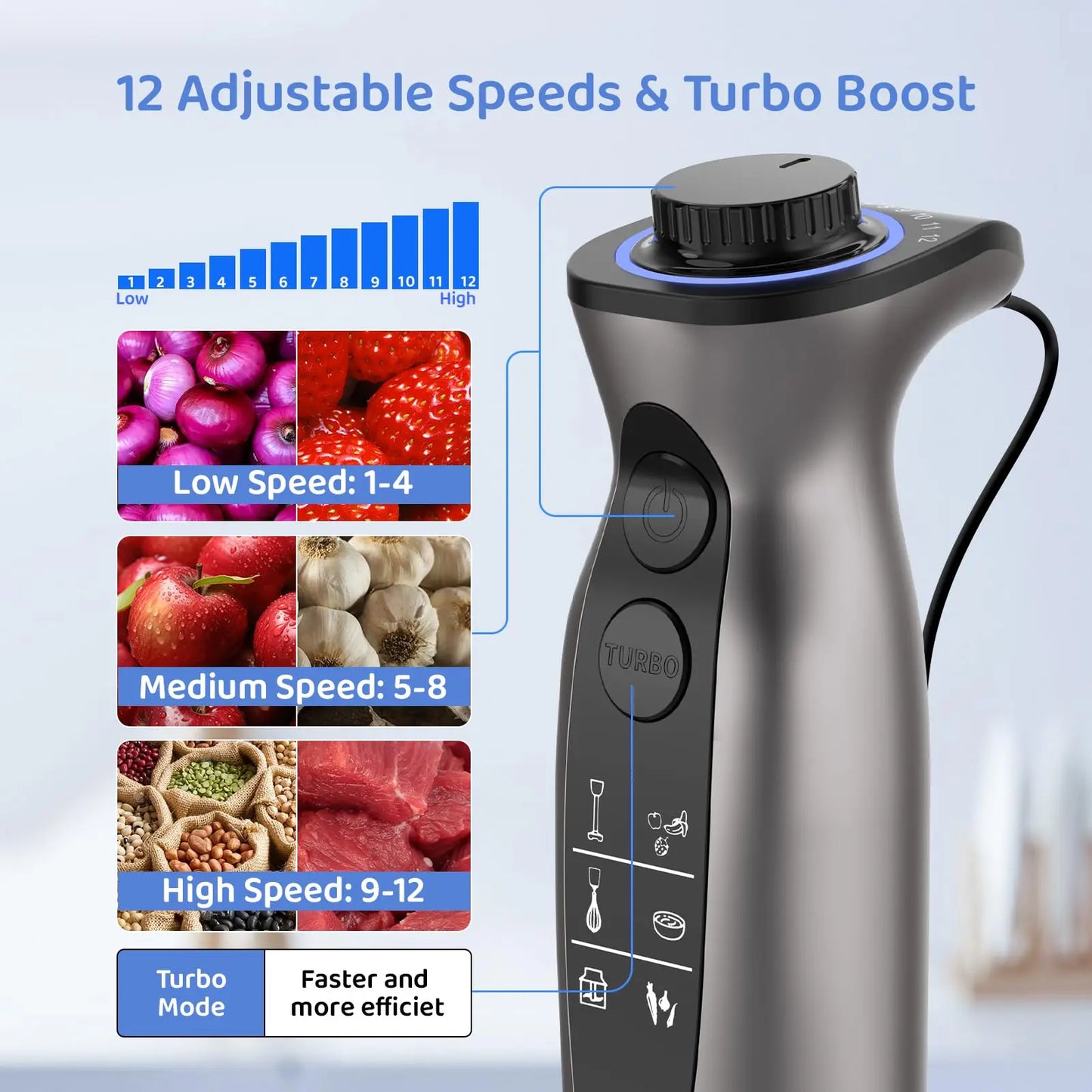 1000 Watt Powerful Handheld Immersion Blender For Sauces