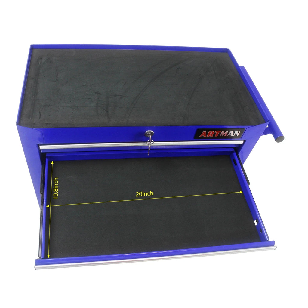 ARTMAN 7 Drawer Rolling Tool Cabinet With Key Lock Blue For Garage Workshop