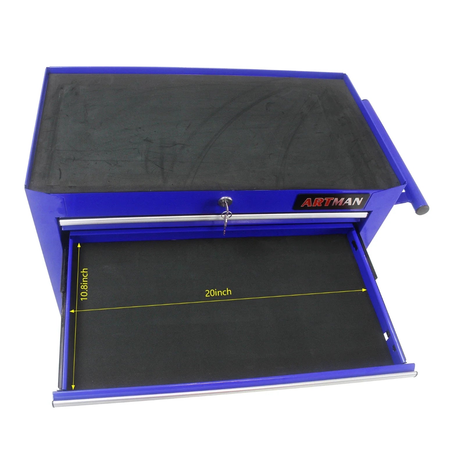 ARTMAN 7 Drawer Rolling Tool Cabinet With Key Lock Blue For Garage Workshop