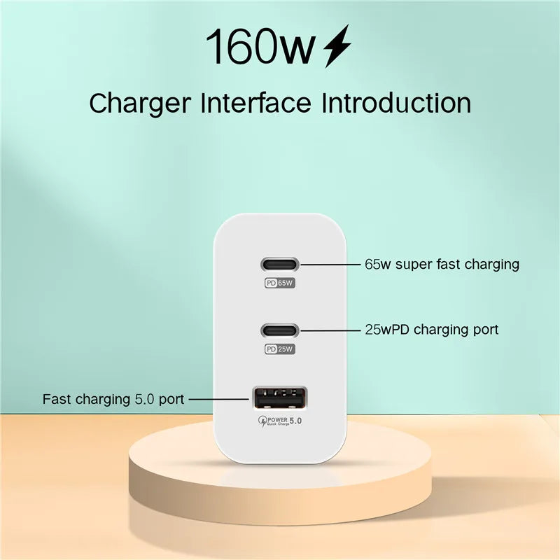 160W USB Phone Charger Type C Fast Charging Adapter