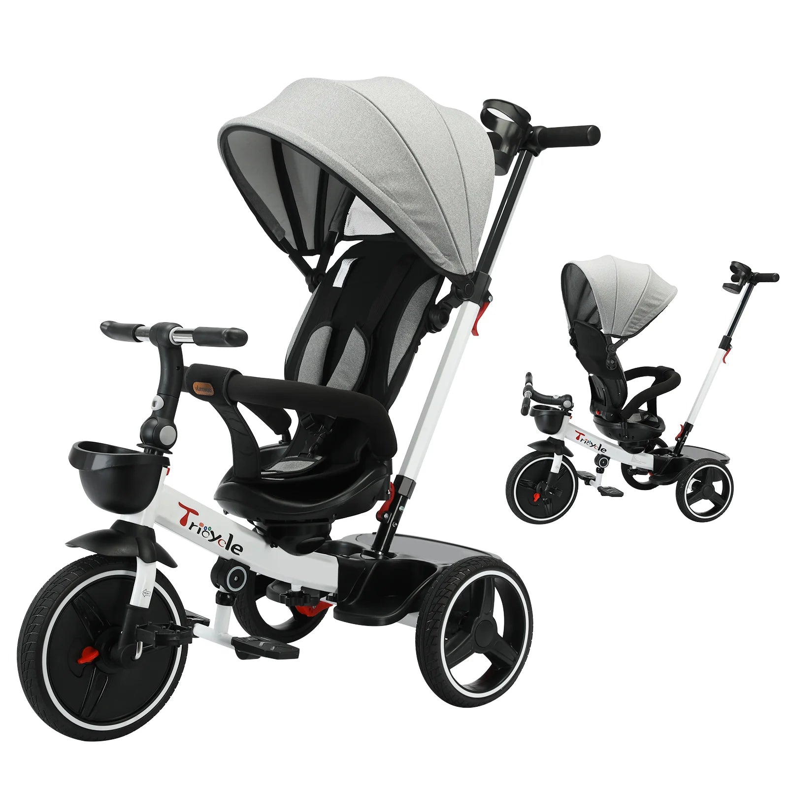 Ubravoo 5 In 1 Baby Stroller Tricycle Ride Bike With Adjustable Canopy
