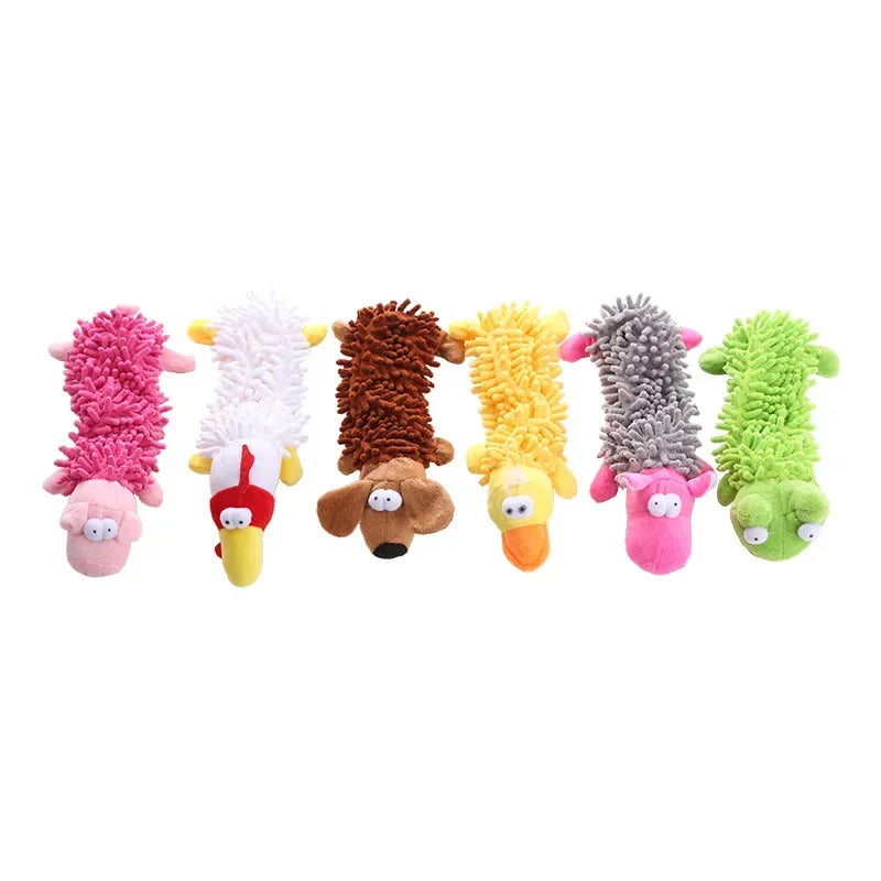 Pet Dog Toy Sound Plush Mop Fur Shell Frog Hippo Teeth Grinding Supplies