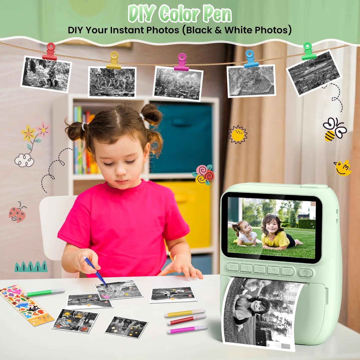 Gofunly Kids Instant Print Camera 3.0 Mini Digital Camera