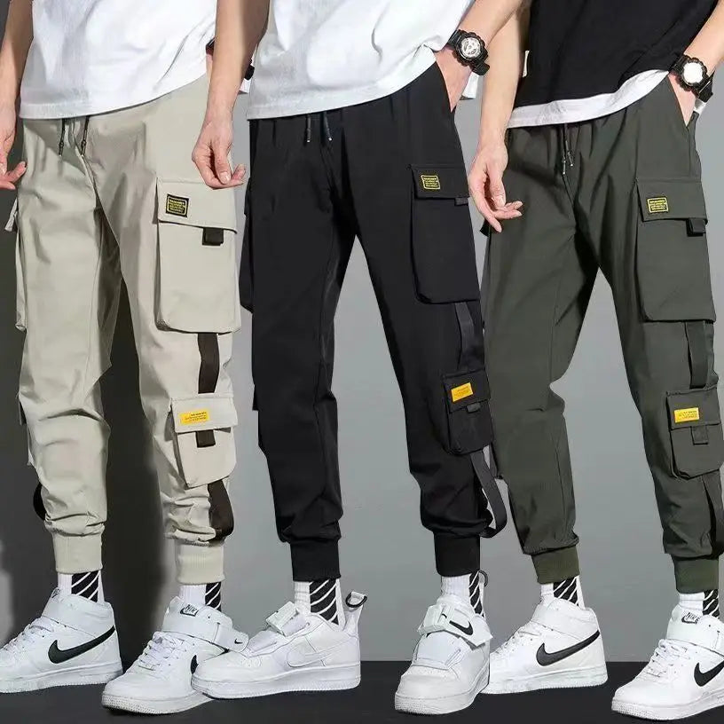 Men Streetwear Cargo Jogger Pants With Multi Pockets Casual Loose Fit
