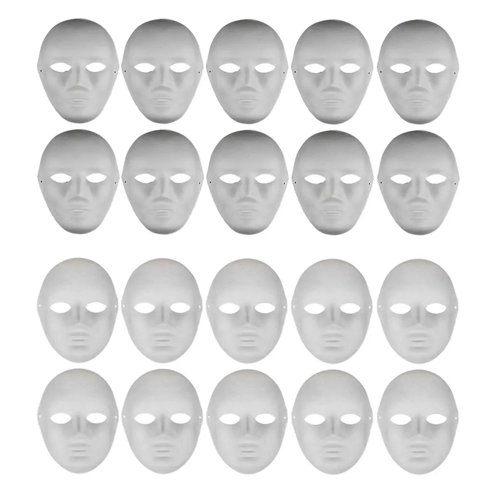 10Pcs Blank Mask Smooth Surface Full Face Mask Paintable Paper Mask DIY Masquerade Mask Cosplay Mask for Men Women