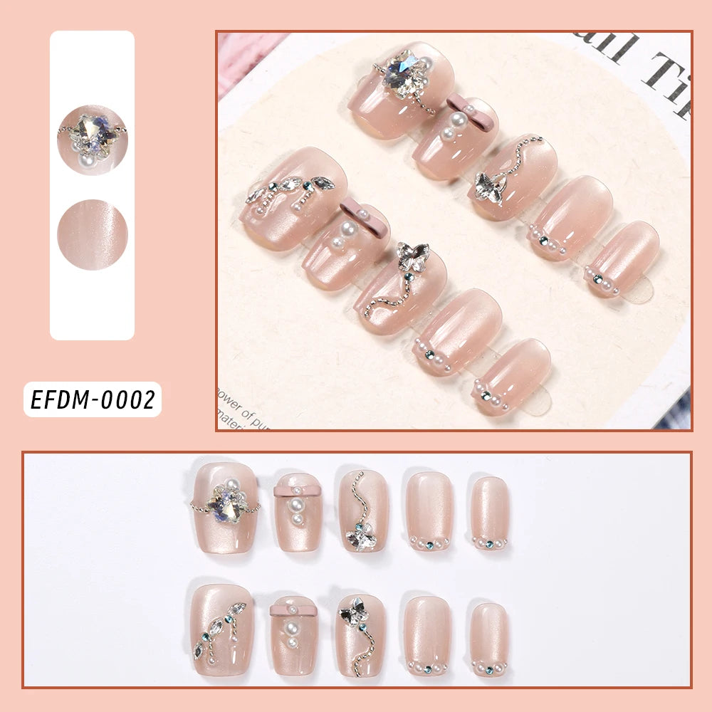 24Pcs Black Glossy Halloween Almond Fake Nails Gradient French Cool Press On Nails Rose/Heart/Skull Acrylic Wearable False Nails