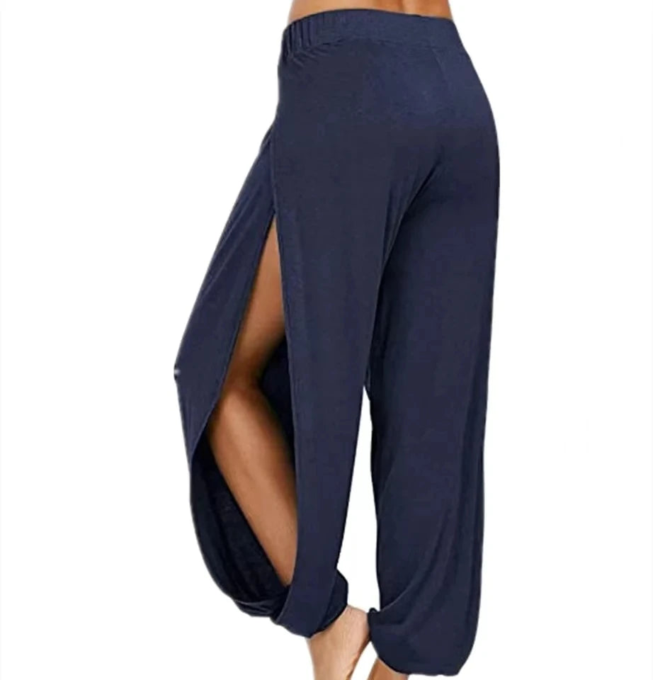 Women High Waisted Yoga Pants Wide Leg Slit Leggings