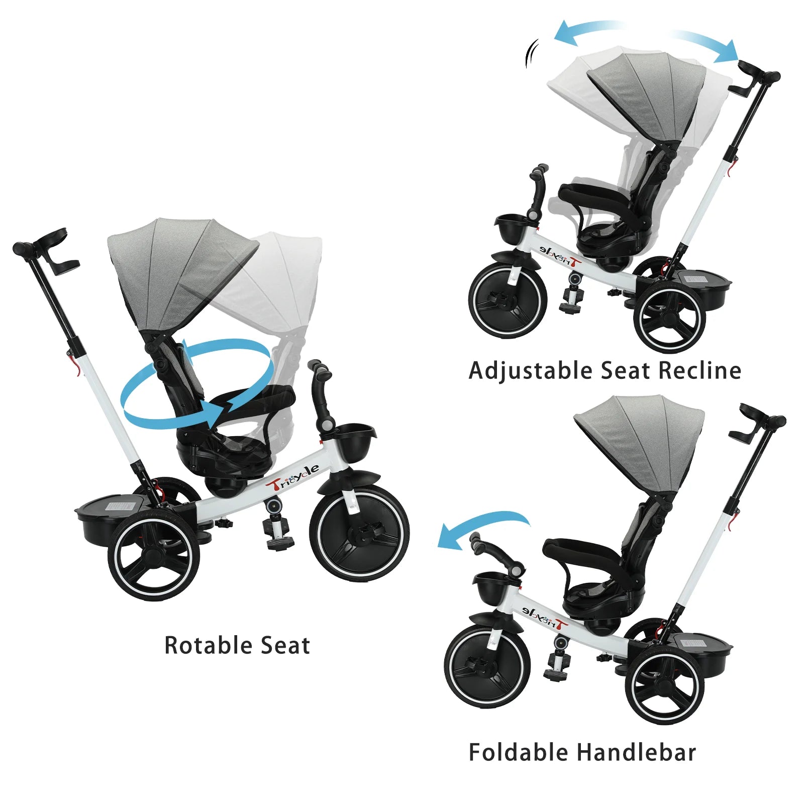 Ubravoo 5 In 1 Baby Stroller Tricycle Ride Bike With Adjustable Canopy