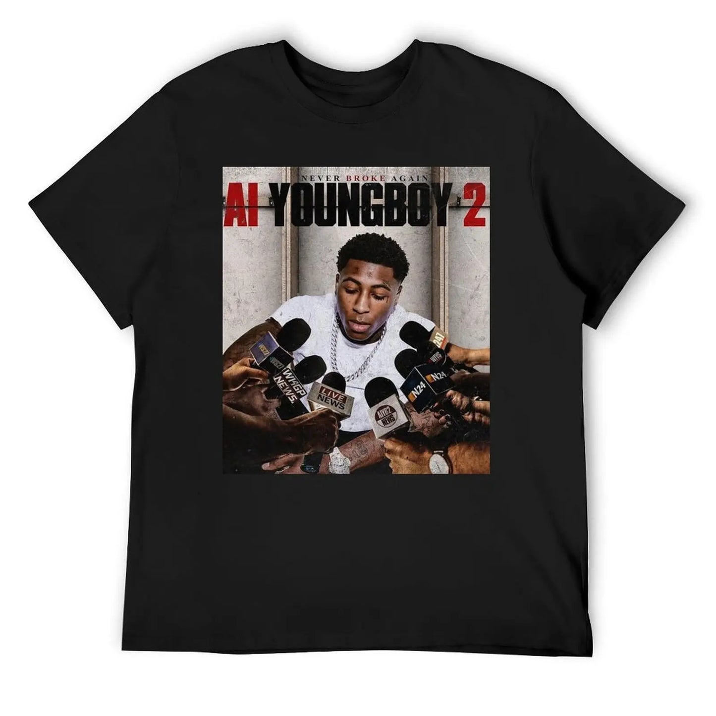 NBA YoungBoy Men T Shirt Cotton Anime Print Tee Casual Wear
