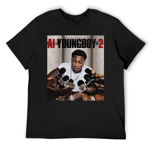 NBA YoungBoy Men T Shirt Cotton Anime Print Tee Casual Wear