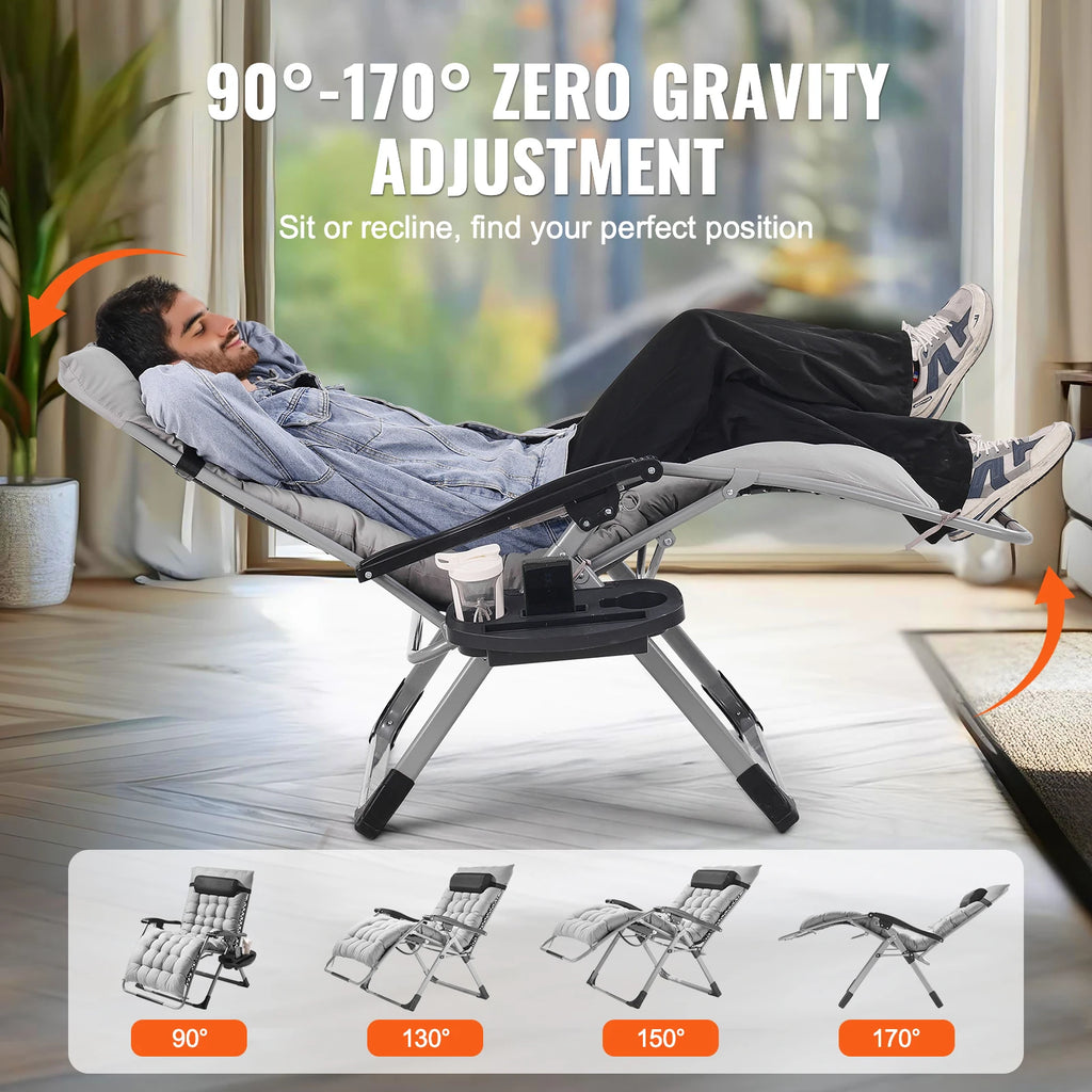 SucceBuy Zero Gravity Chair Adjustable Recliner With Cushion Footrest Cupholder