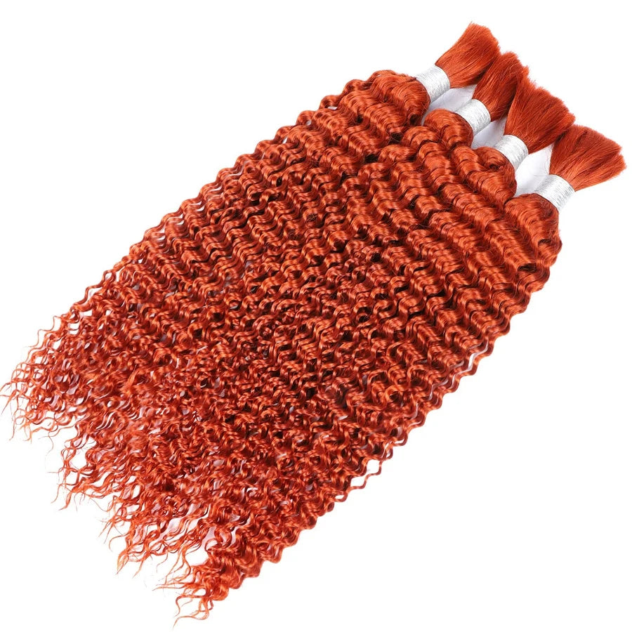 High Quality 100 Percent Real Human Hair For Braiding 100G Bundle Deep Wave Ginger Orange 350 Brazilian Remy Extensions