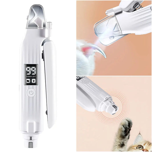 2 in 1 Electric Pet Nail Trimmer with LED Lights for Dogs and Cats