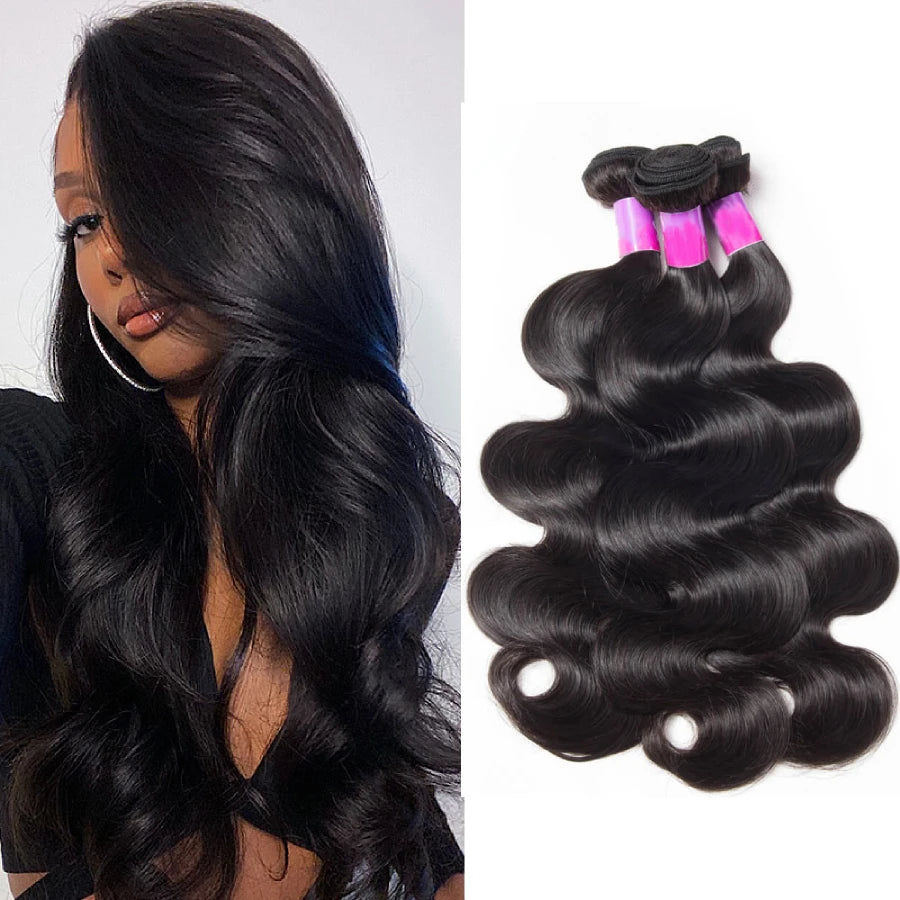 14 Inch 16 Inch 18 Inch Body Wave Brazilian 100 Percent Remy Human Hair Bundles Natural Black Weave Extensions