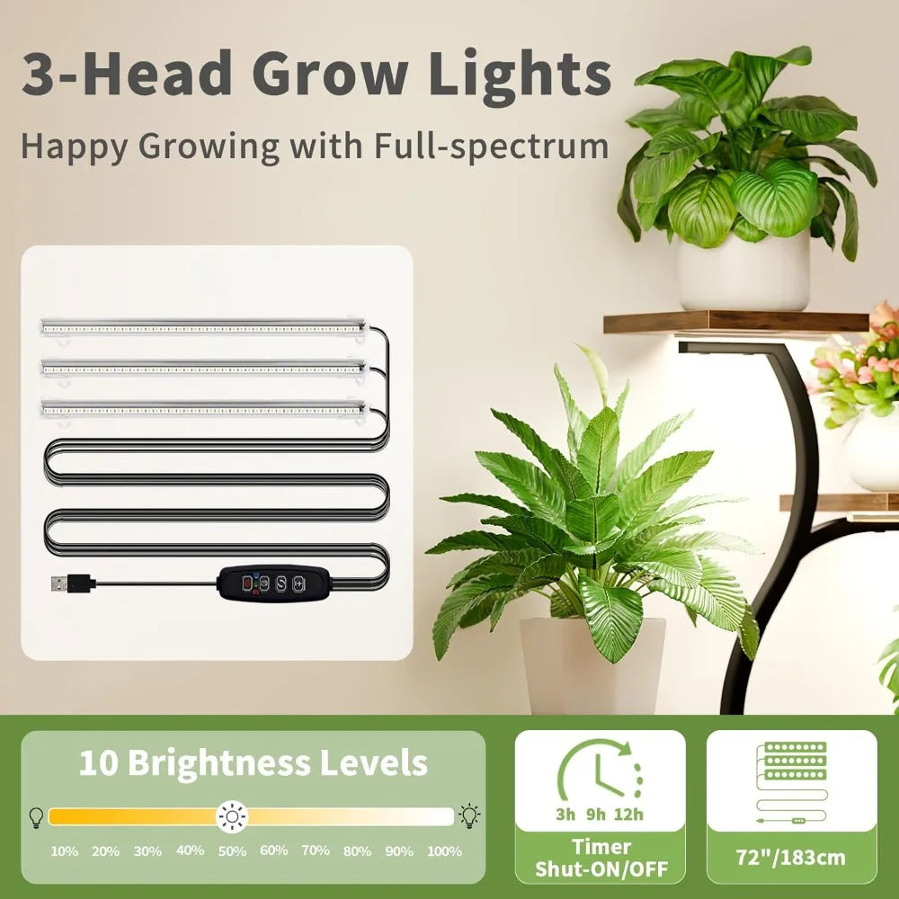 5 Tier Indoor Plant Stand With Grow Light 49 Inch Tall Shelf
