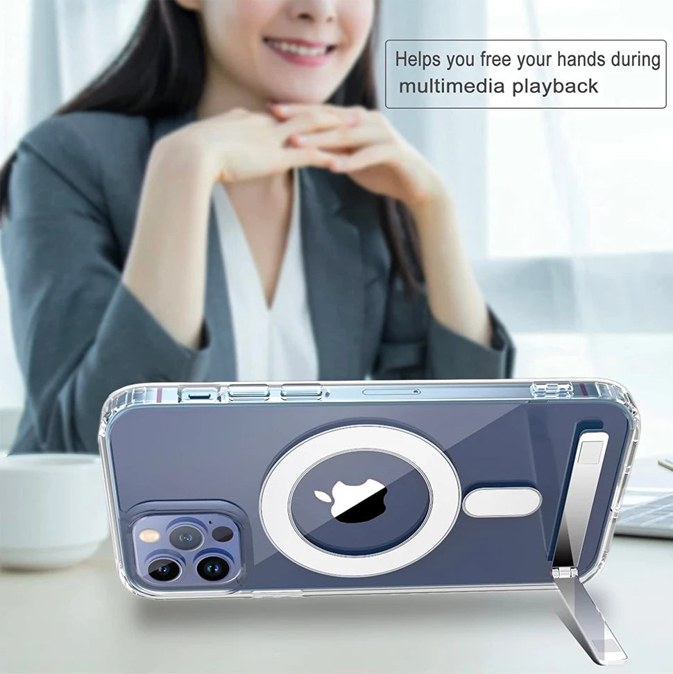 Stand Clear Magnetic Phone Case with Kickstand for iPhone 11 12 13 14