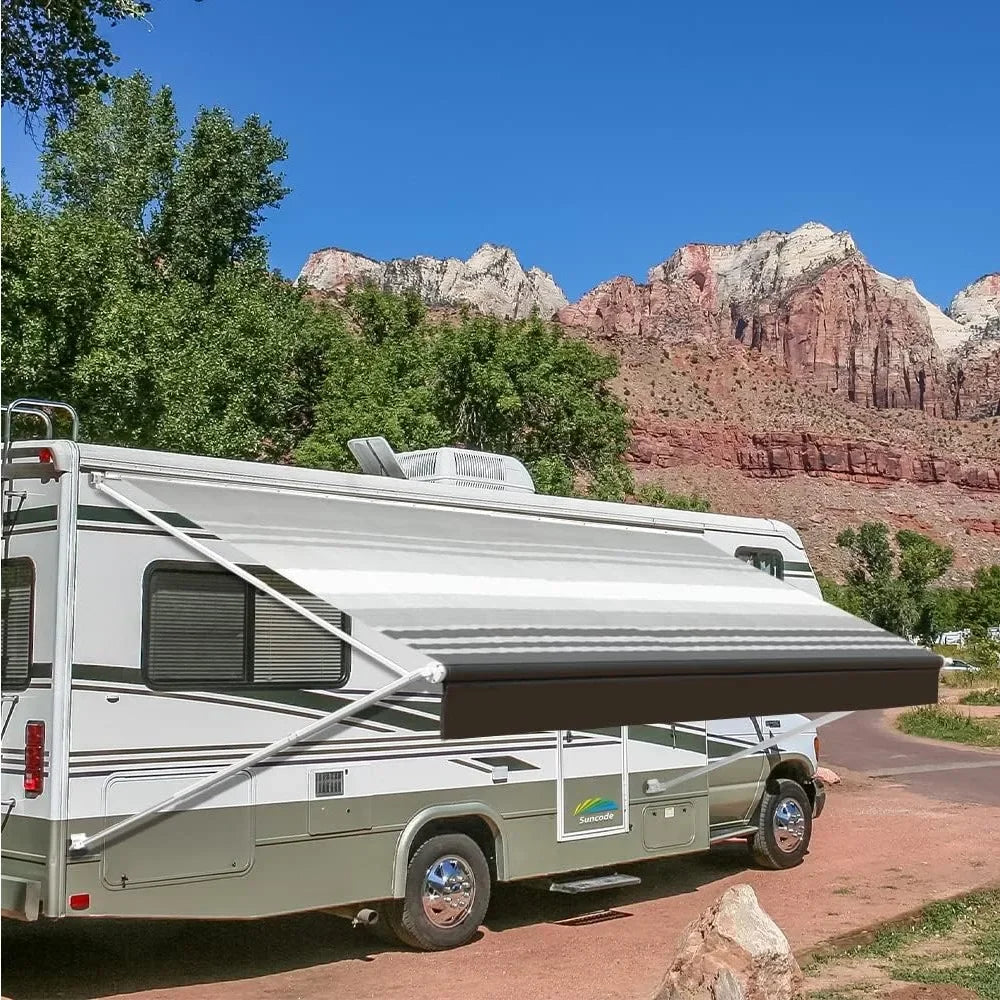 Manual RV Awning White Modular Retractable Awning Complete Kit for RV 5th Wheel Travel Trailers Toy Haulers