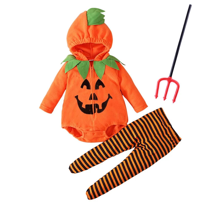 3-24M pumpkin Cosplay Baby Girls Boys Halloween Costume Sets Long Sleeve Cosplay jumpsuit for boys Carnival Party Clothes