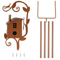 Metal Birdhouse Art Stake Outdoor Rustic Bird House Stand Garden Yard Decor