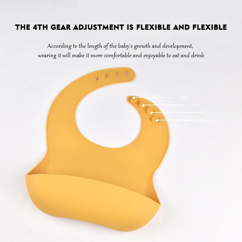 Baby Silicone Bib Waterproof Soft Solid Color Adjustable Bibs