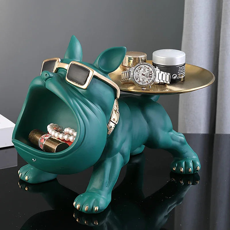 30cm Bulldog Figurine Dog Statue With Resin Storage Box For Home Decor Sculpture