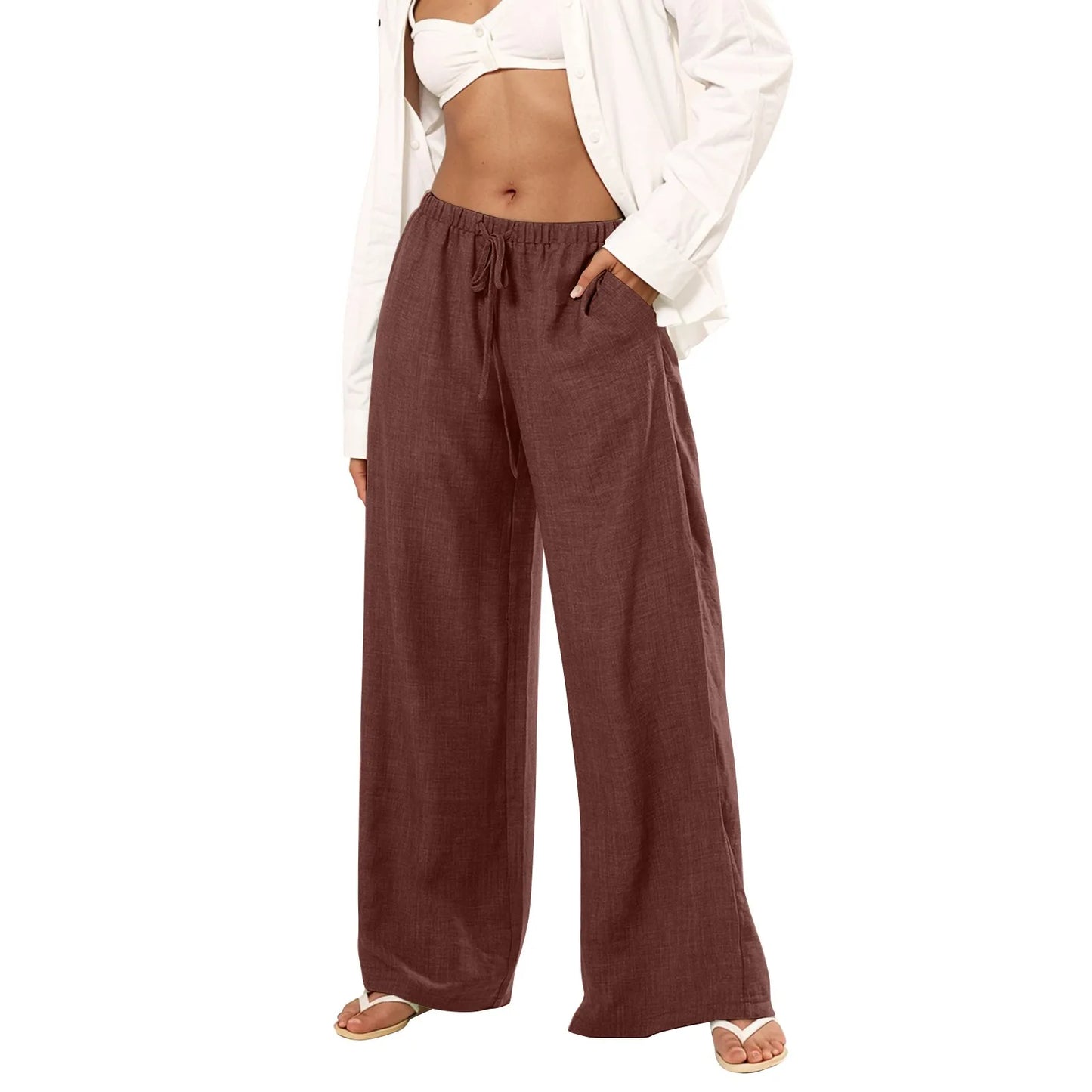 Womens Palazzo Pants Wide Leg Summer Casual Trousers Beach