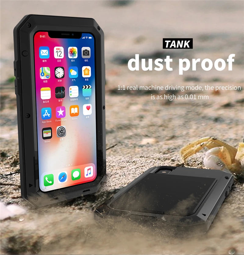 Armor Heavy Duty Protection Case for iPhone 7 8 Plus XR Xs 11 12 13 Pro Max 14 15 Plus SE SE2 360 Metal Tank