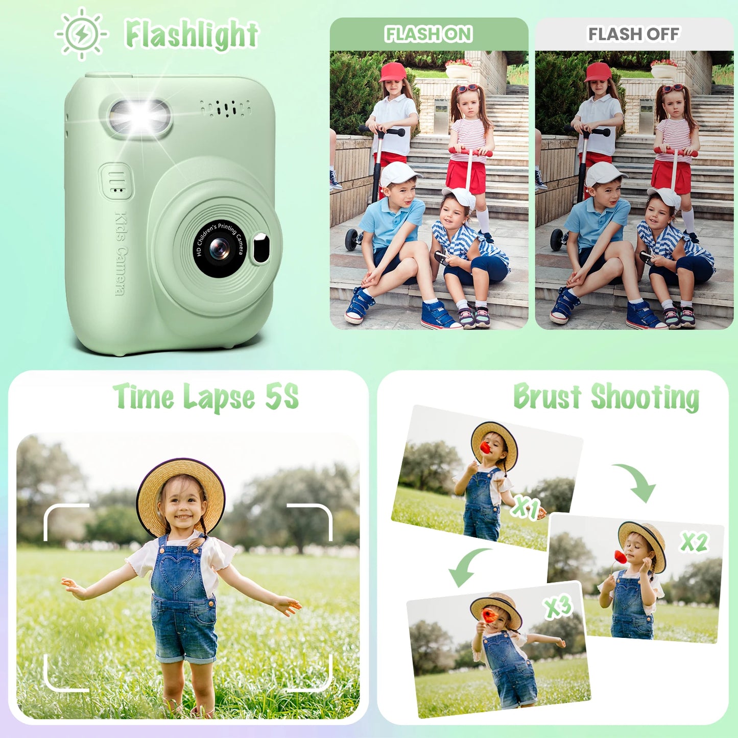 Gofunly Kids Instant Print Camera 3.0 Mini Digital Camera