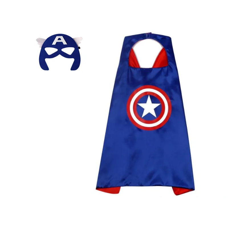Superhero Cape Captain America Shield Costume Children Halloween Mask Dress Up Gift Costume